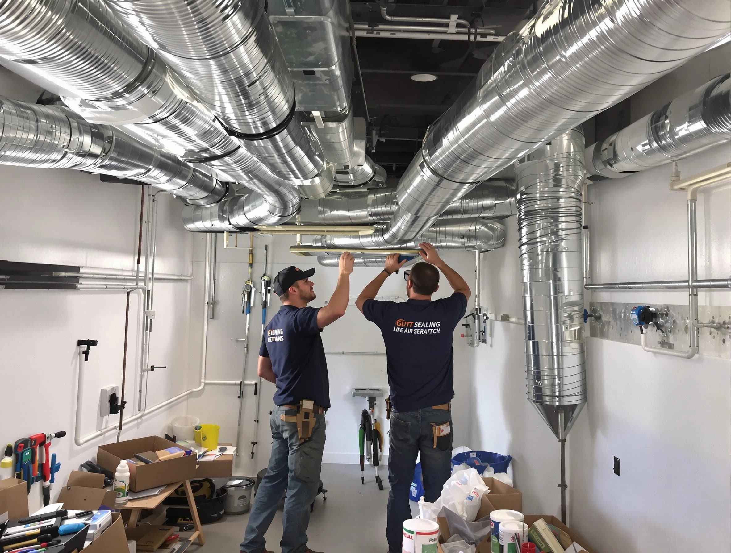 Lilburn Air Duct Cleaning technician applying professional duct sealing solutions in Lilburn