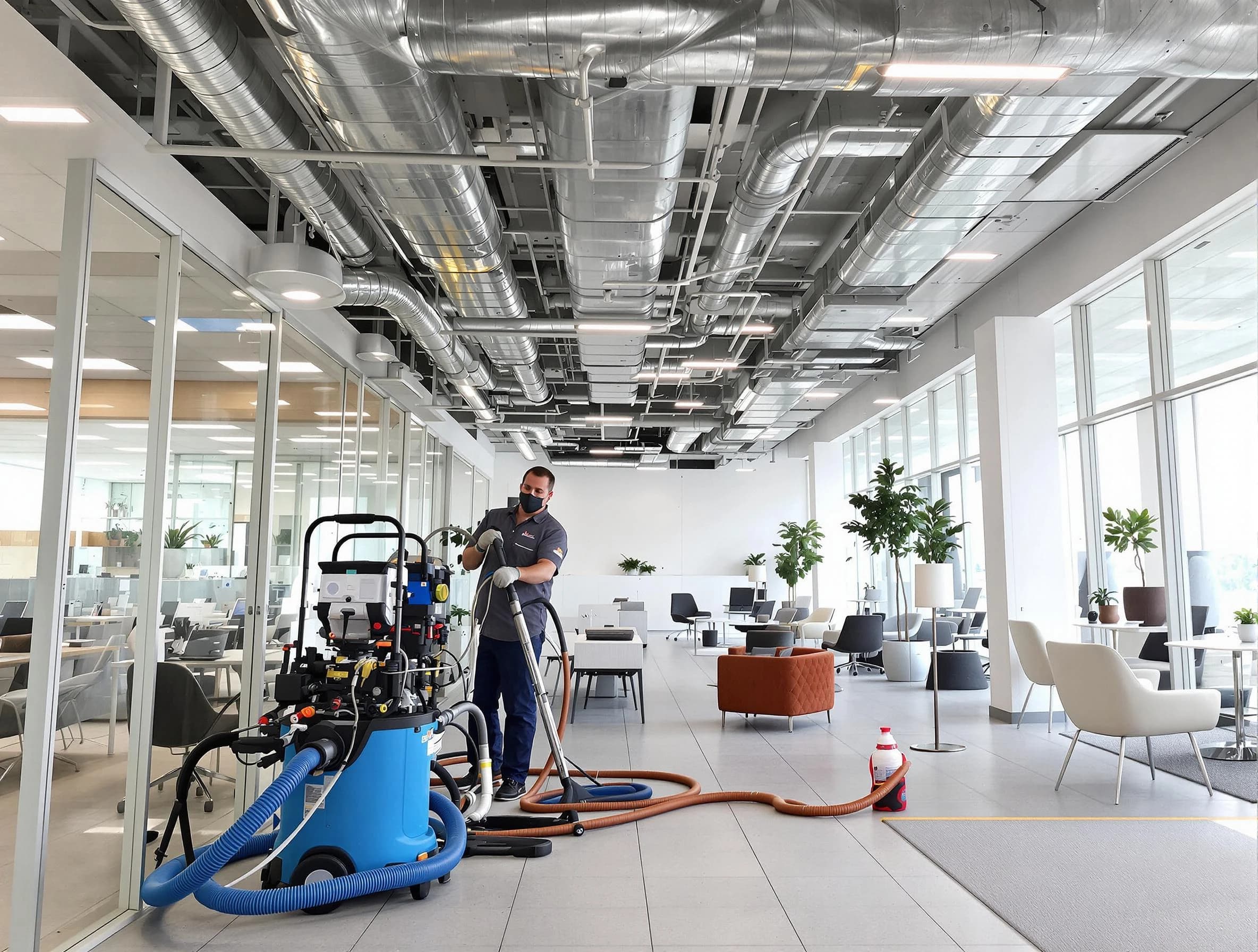 Lilburn Air Duct Cleaning team conducting comprehensive commercial duct cleaning at a business location in Lilburn