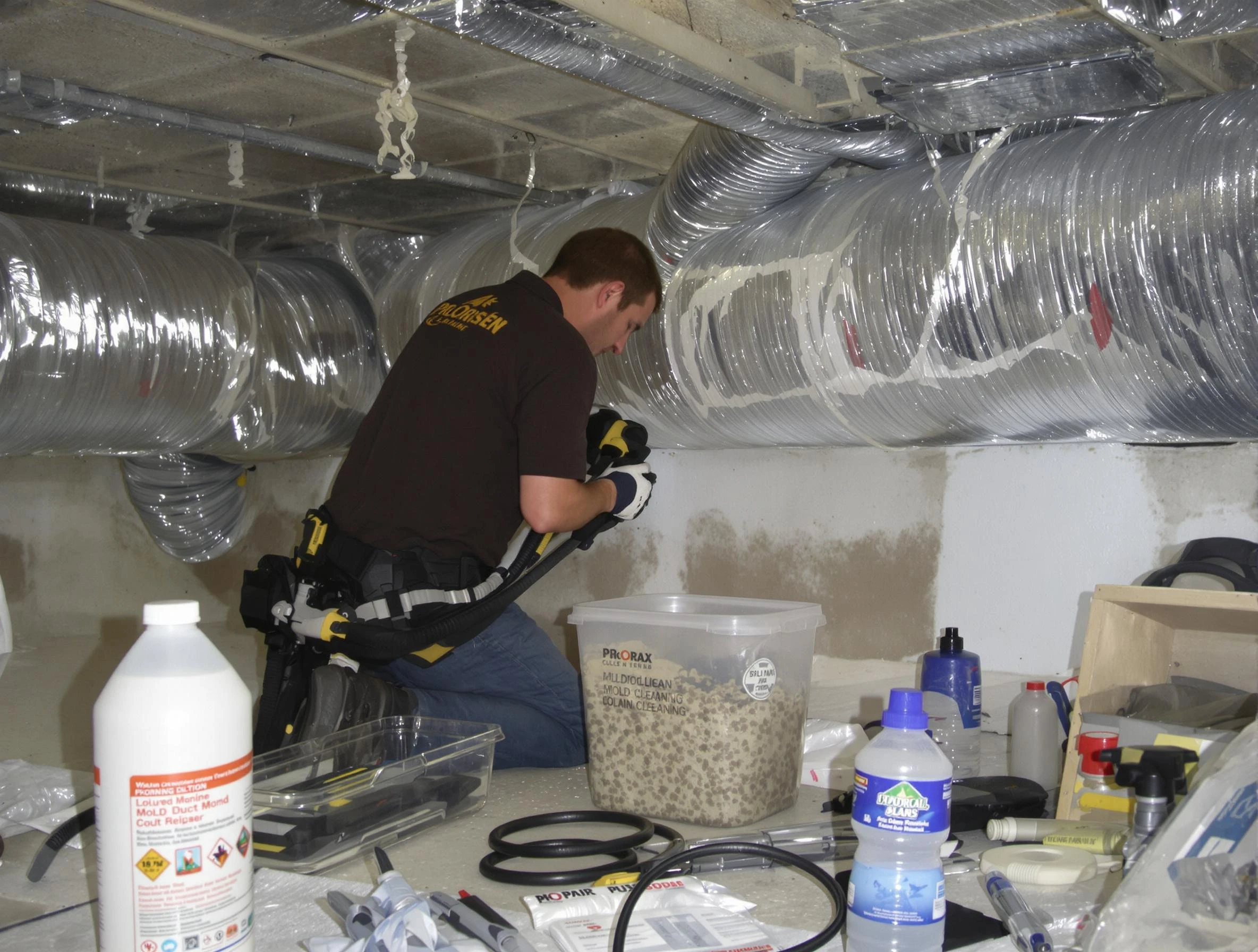 Lilburn Air Duct Cleaning specialist performing professional mold removal from air ducts in Lilburn