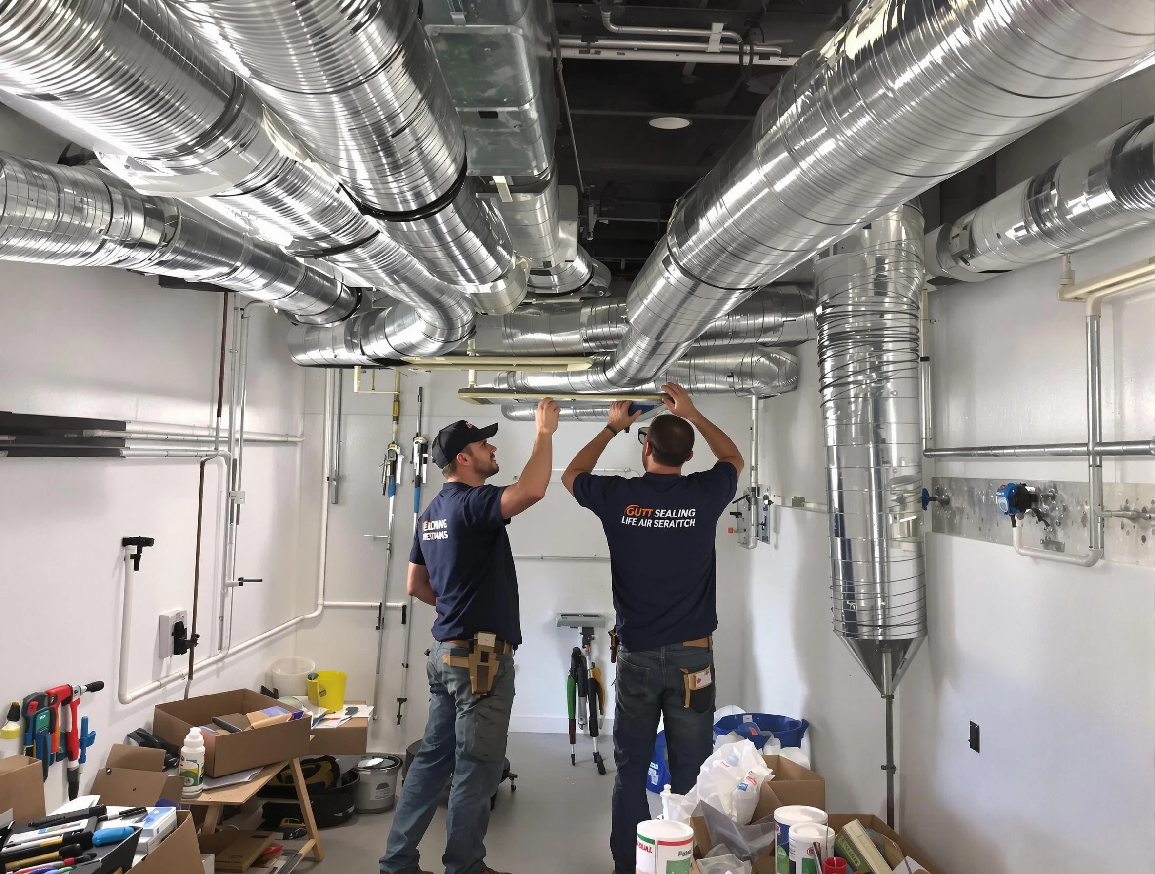 Lilburn Air Duct Cleaning technician applying professional duct sealing solutions in Lilburn